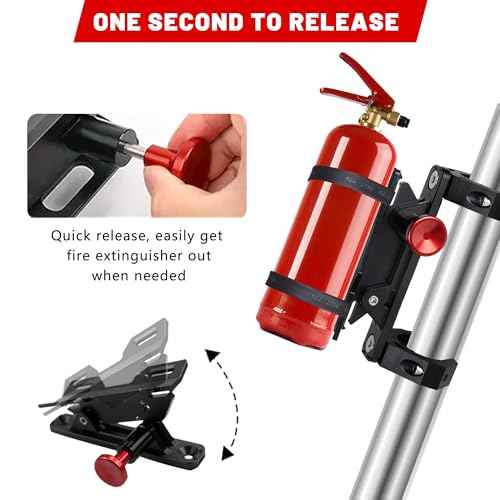 UTV Fire Extinguisher Mount Kit - Aluminum Adjustable Quick Release Roll Bar Car Fire Extinguisher Bracket Holder for 1.75-2in Roll Bar ATV UTV Polaris RZR SXS Ranger Camper Jeep Can-Am Durable