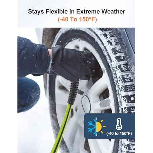 SAFELIFE Air Hose 1/4 in. x 50 ft Air Compressor Hose, Heavy Duty, Lightweight, Hybrid, with 1/4" Industrial Brass Quick Coupler and Plug