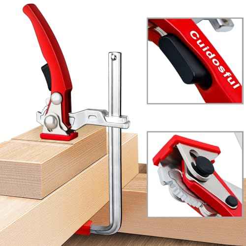 2 Pack Track Saw Clamps for Guide Rail ? Heavy Duty Quick Release Ratchet Clamp Set, Compatible with Festool, Makita, Dewalt, Table Saw Hold Down, T Track Woodworking Clamps with Non-Marring Pads