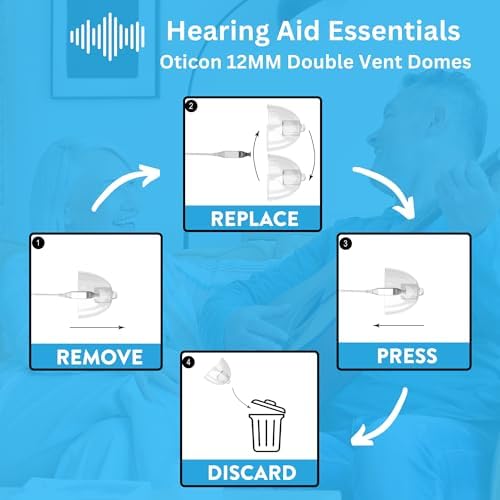 Hearing Aid Domes for Oticon Minifit Bass 12MM Double Vent Domes, Qty 36, Oticon Dome Replacements, Universal Oticon 12MM Domes Hearing Aid Supplies 12MM