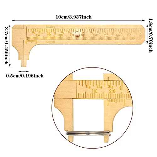 Konohan 2 Pcs Brass Vernier Caliper Pocket Handy Caliper Measuring Mini Tool Double Scale Sliding Gauge Metal Pocket Ruler for Bead Wire Jewels Rings Measurement