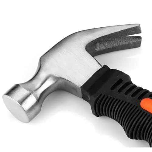 11.6 Oz Small Claw Hammer, Forged Steel Stubby Tack Hammer with Shock-absorbing Plastic Handle for Driving and Pulling Out Nails (1)