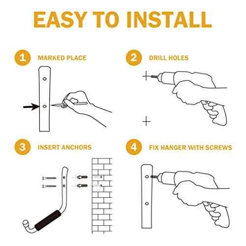 CARTMAN Heavy Duty 9" Storage Hooks Hangers with EVA Protector, Indoor Outdoor Wall Mount Garage Hangers & Organizer for Ladders, Tools, Bikes, 6PK