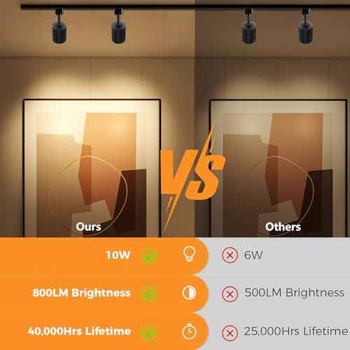 VANoopee 6 Pack 10W Dimmable LED Track Lighting Heads H Type Track Light Replacement Fixtures Bright 3000K Warm White Ceiling Spotlight for Accent Task Art, Flicker Free CRI90+ 24¡Æ 800lm Black