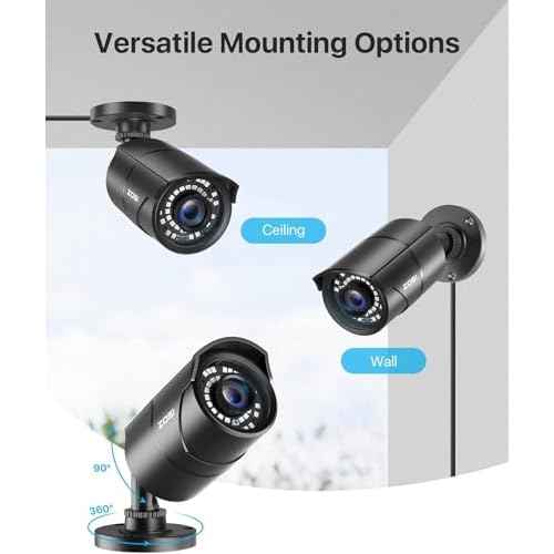 ZOSI 1080P 1920TVL Security Camera Outdoor Indoor,Hybrid 4-in-1 TVI/CVI/AHD/960H CVBS Bullet Cam for Analog Home Office Surveillance DVR CCTV System,IP67 Weatherproof,120ft IR Night Vision,Black