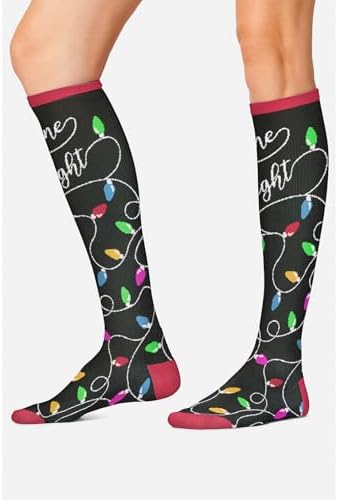 Cherokee Women's 10-15mmHg Compression Socks – Fun Print Knee Highs with Light Support, Soft Feel - PRINTSUPPORT