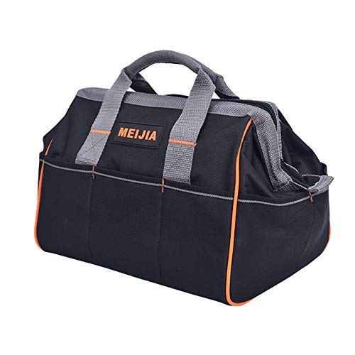 MEIJIA Tool Bags Waterproof Multi-Compartment Pocket Tradesman's Wide Mouth Storage Tool Bag,Fit for Home,Workshop,Job Site (13")