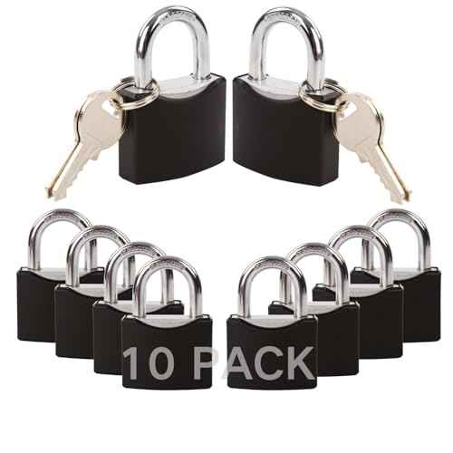 SEPOX¢ç10-Pack 1-9/16" Weather-Proof Outdoor Padlocks Keyed Different, Brass Cylinder, Heavy-Duty Solid Steel Body Covered Black, Locks for Gates, Sheds, Storage Lockers, Fence, Boats, Marine, Fishing