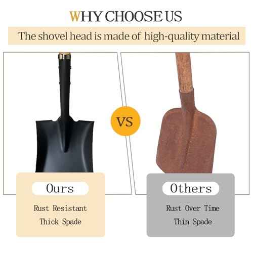 Flat Shovel, Square Shovel for Transfer Snow, 41 inch Long, Durable D Grip, for Farming, Outdoor Works, Gardening, Landscape Works