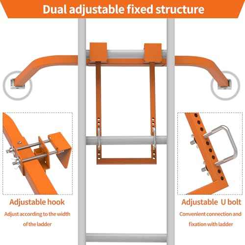 Ladder Stabilizer,Extended Ladder Stabilizer Accessory for Roof Gutter£¦Wall,Ladder Stand-Off 450 lbs Heavy Duty Steel Wing Span/Wall Ladder Standoff with Non-Slip Rubber Bottom Pad