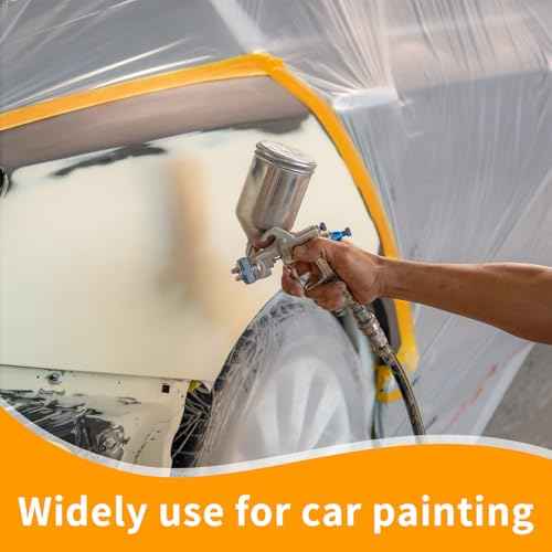 Painters Plastic with Tape 22" x 66',Pre-Taped Masking Film for Painting,Paint Protection Film with Built-in Tape, Drip-Free Painting for Cars,Walls, Floors, Furniture£¨2 Rolls£©