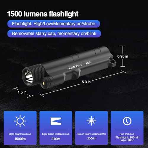 DARKFANG EDC Flashlight with Green Beam, Long Range Portable Flashlight for Hiking and Camping Outdoor