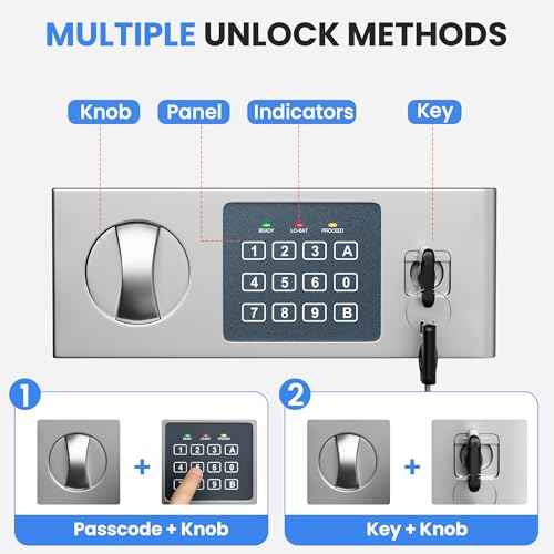 0.66 Feet Cubic Safe Box, Digital Security Lock Box with Shelf & Keypad & Combination, Alloy Steel Digital Home Safe for Home, Office, Hotel or Business, 13.8"W x 9.8"D x 9.8"H