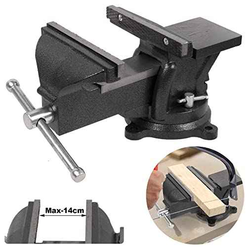 6" Heavy Duty Bench Vise, Pipe Vise Bench Vices with Anvil Swivel Table Top Clamp Locking Base, Double Swivel Rotating Vise Head& Body Rotates 360¡Æ-Black