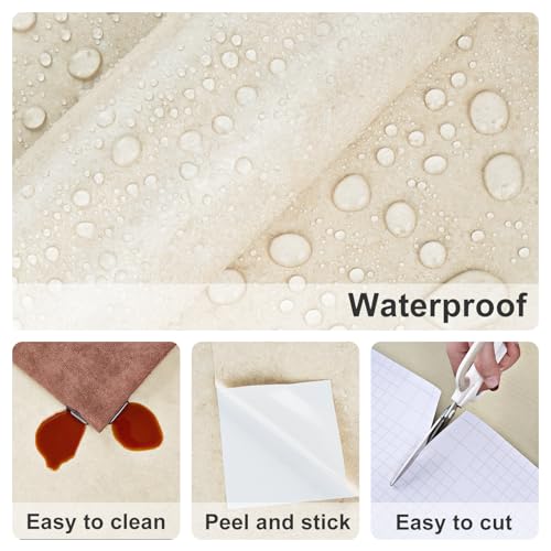 Matte Beige Granite Wallpaper Peel and Stick Countertops Marble Contact Paper for Kitchen Bathroom Waterproof Self Adhesive Granite Vinyl Countertop Covers Backsplash Walls Film 15.75"x78"