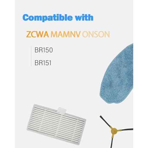 BBT BAMBOOST Filter Replacement Parts Fit for ZCWA BR150/BR151, MAMNV BR150/BR151, ONSON BR150/BR151 2-in-1 Robot Vacuum Cleaner, HEPA Filter Accessories(6 Pack)