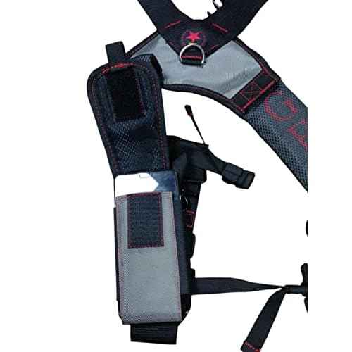 15-214 Trigger Snap Hook End Construction Work Suspender with Gel Pad Detachable Phone Holder, Black/Red