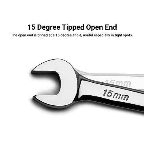 Capri Tools Combination Wrench, 12 Point, Metric (7 mm)