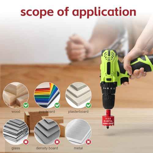 1-3/4 Inch Hole Saw for Wood, 45mm HSS BI-Metal Hole Saw for Recessed Lighting, 30mm Cutting Depth Hole Cutter with Hex Shank Drill Bit Adapter for Cornhole Boards Plastic Drywall Fiberboard, Red