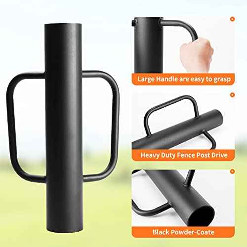 Black Fence Post Driver£¬16.5 Inch T Post Driver,12LB Hand Post Pounder with Handle, Heavy Duty Post Hole Diggers