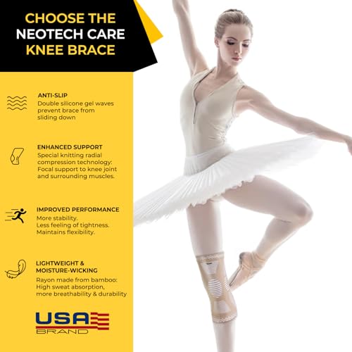NeoTech Care Knee Support Brace - Breathable - Men, Women, Right or Left (Beige Color, Size L, 1 Pair)