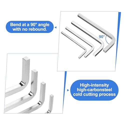 4 PCS Square Head Wrench Set (0.12in 0.16in 0.2in 0.24in), Square Head Screwdriver L Shaped Square-Key Kit Chrome Vanadium Steel L Shaped Screwdriver Reliable Elbow Wrench Set for Pocket Hole Screws