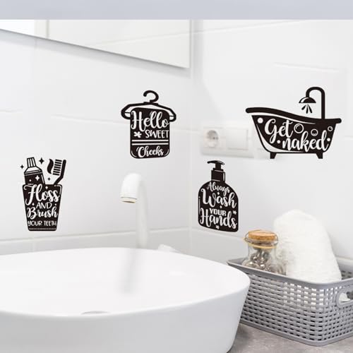 DIY Bathroom Decor Wall Stickers, Bathroom Signs Wall Decals Wall Decor, Easy to Peel and Stick Room Door Signs Art Decal for Kids Bathrooms Home Decoration (Funny Quotes)