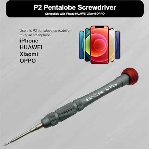 P2 Pentalobe Screwdriver, Precision Screwdriver Star Shape 0.8mm Compatible with iPhone HUAWEI Xiaomi OPPO, Magnetic, Swivel Top, Hard S2 Steel Tip, Aluminum Alloy
