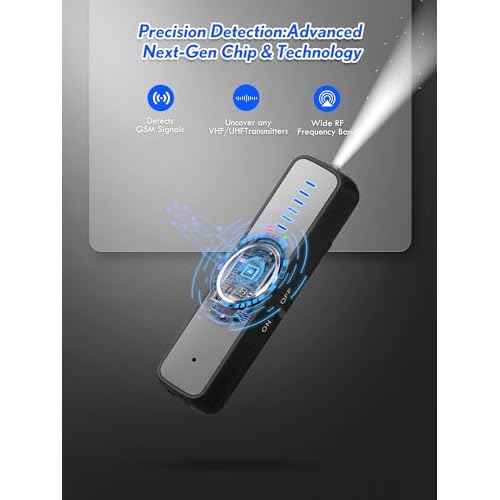 Calpol Hidden Camera Detector - AI-Powered Anti-Spy Device, GPS Tracker & Bug Detector, Portable RF Signal Scanner for Hotels, Travel, Home & Office with LED (Black)