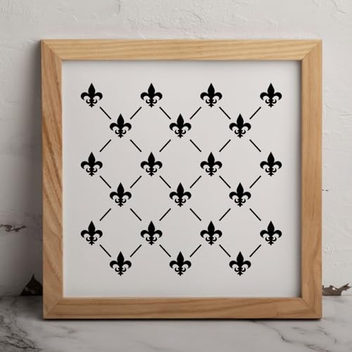MAGJUCHE Fleur De Lis Allover Pattern Stencil 6 Inches, Reusable French Stencil for Wall Painting DIY Crafts Decor
