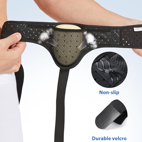 Inguinal Hernia Belt for Men & Women | Single-Side Precision Support (Left/Right) | Medical-Grade Post-Surgery Truss with Adjustable Waist Strap | Black, S (24"-29.5" Hip)