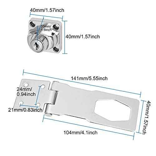 Keyed Hasp Locks with Screws 4 Inch Safety Hasp with Lock, Metal Twist Knob Keyed Locking Hasp (Silver-4PCS)
