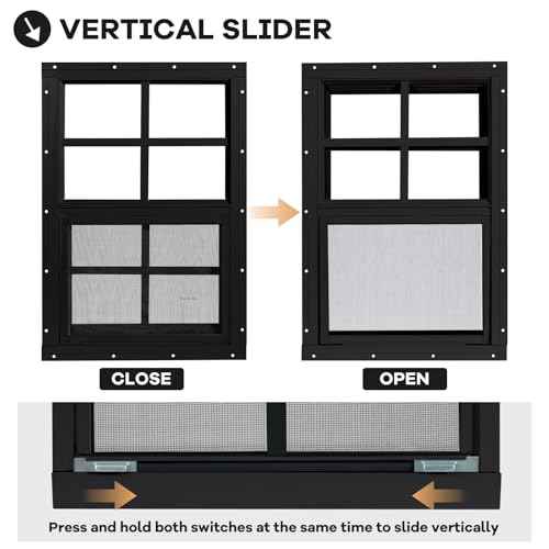 Shed Windows 2 Pack, Chicken Coop Windows 12" x 18" with Tempered Glass and Fiberglass Screen, Flush Mounted Small Window for Shed, Barns, Playhouse, Household, Garage (Black)