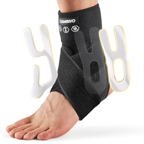 CAMBIVO Ankle Brace for Women & Men, Compression Ankle Support for Sprain & Strain, Achilles Tendonitis, Plantar Fasciitis & Recovery, Ankle Sleeve for Running, Basketball, Football, Daily Use