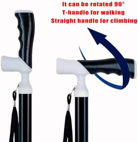 Ruyi Folding Cane for Stability, Walking Cane for Men, Folding Canes for Women Adjustable for Travel, Dual Modes Handle (Sticks or Canes) with Daily Pill Box