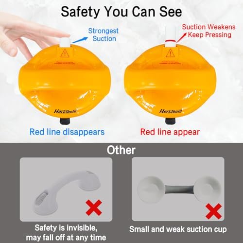 Shower Grab Bars, Safety Shower Grab Bars for Seniors, Drill-Free Shower Handle for Bathroom, Grab Bar for Elderly, Post-Surgery, Pregnant, Orange