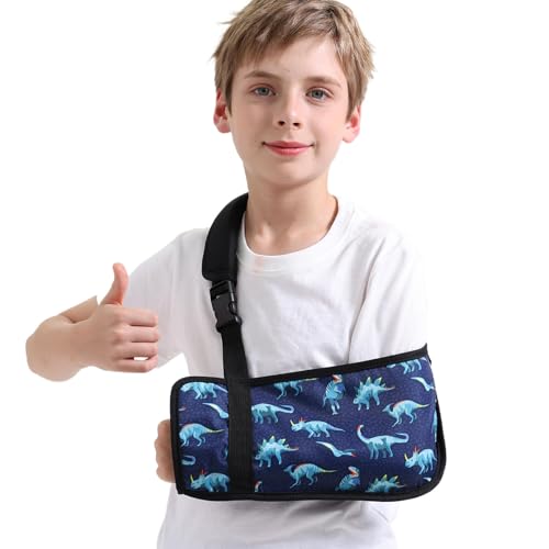 Kids Arm Sling for Boys with Dinosaur Print â Adjustable Fracture Support Sling for Stable Injuries, Post-Surgery & Recovery (Dinosaur, Small)