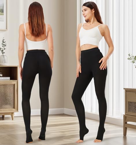 NURCOM Medical Compression Pantyhose for Women Men, 20-30 mmHg Graduated Support Tights, Closed Toe Compression Leggings