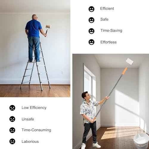 5 PCS Total 6.5 Ft Extension Pole, Paint Roller Stainless-Steel Threaded Splicing Extension Poles for Hand Drywall Sander Wall Cleaning and Polishing Paint Roller Brushes