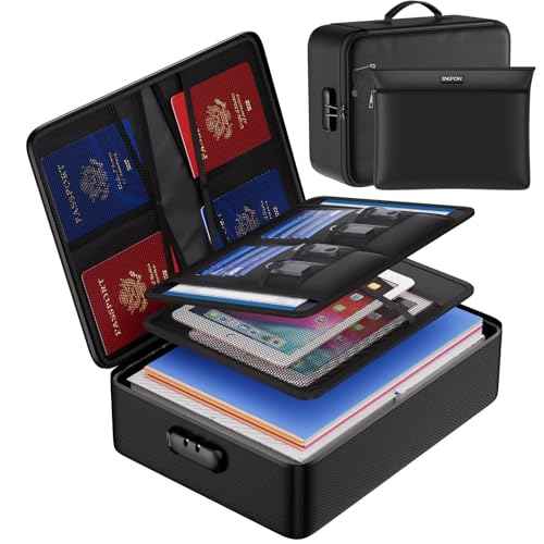 ENGPOW Fireproof Document Bag with Lock,File Organizer Set with Zipper Money Case,5 Layers Protection Fireproof Safe Storage for Important Documents,Passport,Laptop,14.2"*10.6"*4",Soft Case
