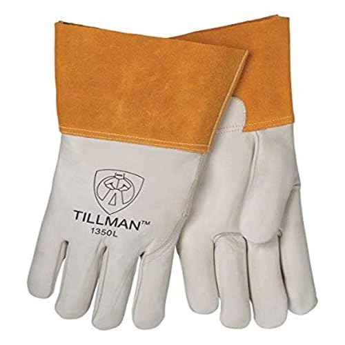 John Tillman and Co X-Large 12 12"" Pearl and Gold Heavy Duty Top Grain Cowhide Unlined MIGTIG Welders Gloves with 4"" Cuff and Kevlar Thread Locking Stitch (Carded)" (1350XL)