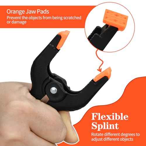 6 Inch Spring Clamps, 6 Pack Professional Plastic Spring Clamps, Heavy Duty Plastic Clamps for Crafts and Woodworking, Backdrop Clips Clamps for Backdrop Stand, Photography, Home Dec
