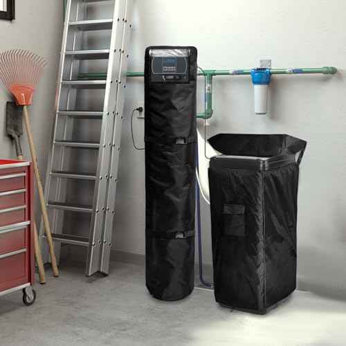 Bitubi 2Pcs Water Softener Cover, Outdoor Softener Tank/Filter Cover + Brine Tank Cover,Upgraded Top with Adjustable Transparent PVC Window, All Weather Protection, Black