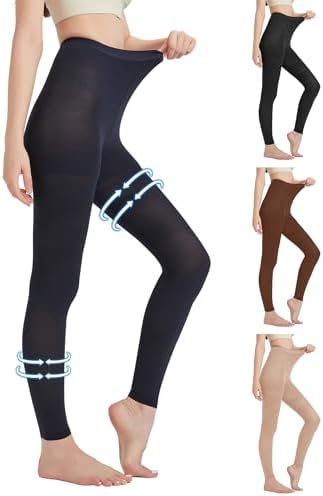MGANG Medical Compression Pantyhose for Women & Men, Footless Waist High Compression Stockings Opaque, 20-30 mmHg Support Pantyhose, Firm Support Hose for Edema, Varicose Veins, Nursing, Navy Blue S