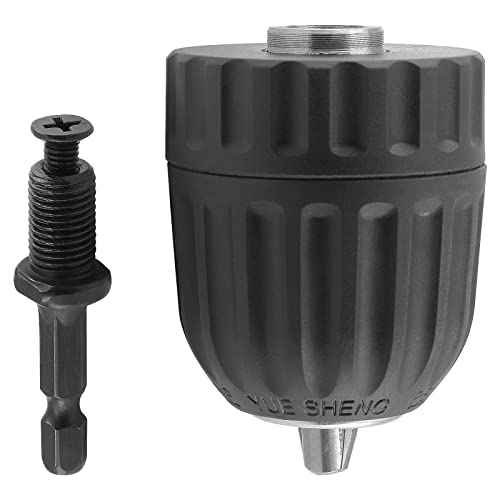 Biaungdo 3/8" Keyless Drill Chuck Adapter 0.8-10mm, 1/4-Inch Hex Shank Drill Chuck Adapter, Quick Connect Impact Driver Conversion Tool 3/8-24UNF Mount