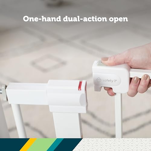 Safety 1st Easy Install Walk Thru Baby Gate for Doorway With Door, Dog Gates, Fits 29"-38", Easy Install 28" Tall, White