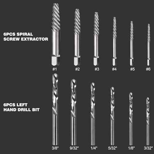 Valkynos 26 Pcs Bolt Extractor Kit and Left Hand Drill Bit Reverse Drill Bit Extractor Set, Easy Out Screw Remover Set Tool for Damaged, Rusted, Broken, Stripped Bolts Screw Nuts, with Hex Adapter