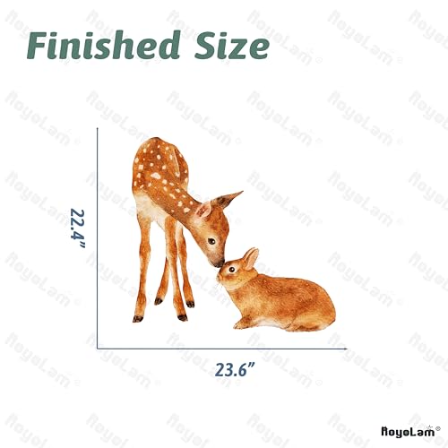 Cute Deer and Rabbit Wall Decal Nursery Woodland Animal Wall Sticker Removable Peel and Stick Wall Art Decor Stickers for Kids Baby Classroom Preschool Living Room Playing Room Bedroom School