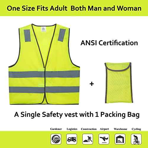 Safety Vests 10 Pack - Yellow Reflective High Visibility Construction ANSI Class 2 Work Vest for Men,Woman,Hi Vis Vest Mesh and Neon Silver Strip