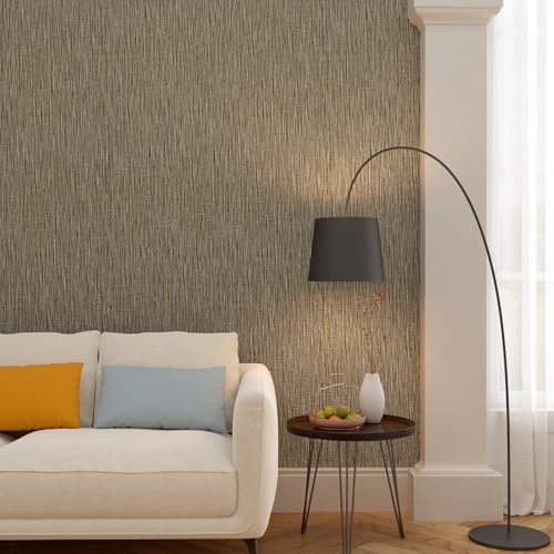 Brown and Gold Wallpaper Grasscloth Peel and Stick Wallpaper Faux Grasscloth Wall Paper Textured Woven Fabric Contact Paper for Bedroom Living Room Vinyl Grass Cloth Papel Tapiz 17.7"x80"